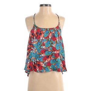 Olivaceous Funky Watercolor Printed Tank Top